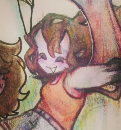 gouache painting with colored pencil of a demon version of Girlfriend from Friday Night Funkin&#39; (2021)